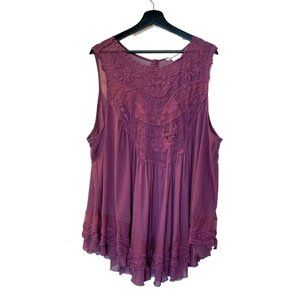 DUSTY PURPLE Indigo Thread Company Babydoll Knit Mesh & Crochet Lace Size 3X
